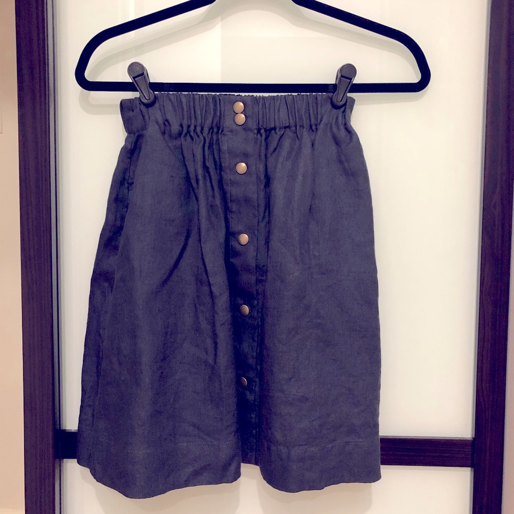 Notperfectlinen Marseilles Skirt - Charcoal Blue